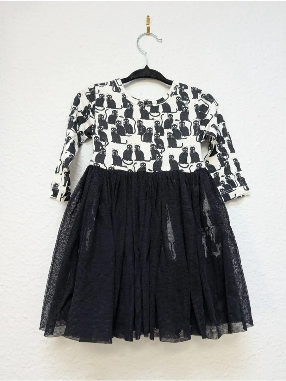 Kate Quinn Long Sleeve Ballerina Dress 6-12 Bamboo Black Cats Tulle Spooky